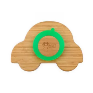Farfurie masinuta din bambus organic cu baza tip ventuza Oaki verde