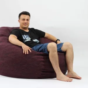 Fotoliu Puf king size red wine umplut cu fulgi de burete memory mix