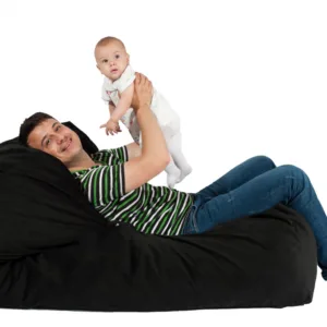 Fotoliu Pufrelax Yoga XL Black Velvet Gama Plush Honey umplut cu fulgi de burete memory mix