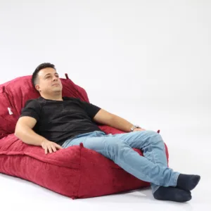 Fotoliu Pufrelax Yoga XL Sour Cherry Gama Premium Rustic umplut cu fulgi de burete memory mix
