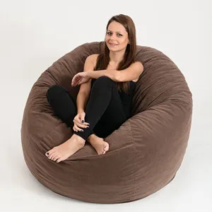 Fotoliu Pufrelax king size brown muffin umplut cu fulgi de burete memory mix