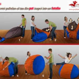 Fotoliu Pufrelax king size otoman perna decorativa moon grey umplut cu fulgi de burete memory mix