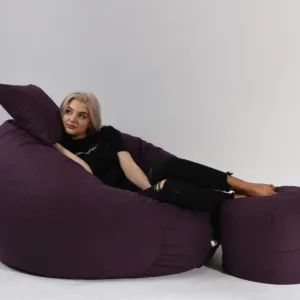 Fotoliu Pufrelax king size otoman si perna decorativa fancy purple umplut cu fulgi de burete memory mix