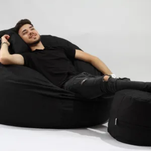 Fotoliu Pufrelax king size otomanperna decorativa eerie black umplut cu fulgi de burete memory mix