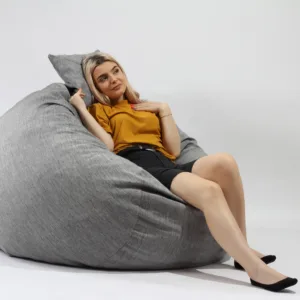 Fotoliu Pufrelax king size perna decorativa moon grey umplut cu fulgi de burete memory mix