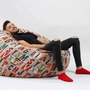 Fotoliu Pufrelax king size scrabble umplut cu fulgi de burete memory mix
