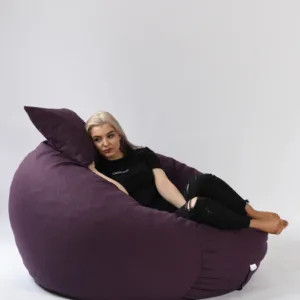 Fotoliu Pufrelax king size si perna decorativa fancy purple umplut cu fulgi de burete memory mix