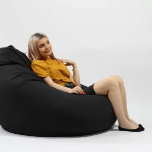 Fotoliu Pufrelax nirvana gigant eerie black cu husa detasabila textila umplut cu perle polistiren
