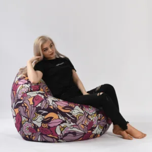 Fotoliu Pufrelax nirvana grande flower power cu husa detasabila textila umplut cu perle polistiren