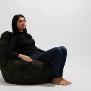 Fotoliu Pufrelax nirvana hobbit army camouflagecu husa detasabila textila umplut cu perle polistiren