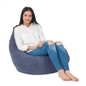 Fotoliu Pufrelax nirvana hobbit dusty blue cu husa detasabila textila umplut cu perle polistiren