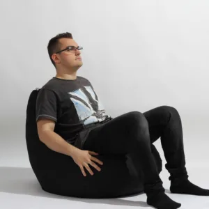 Fotoliu Pufrelax nirvana hobbit erie black cu husa detasabila textila umplut cu perle polistiren