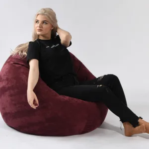 Fotoliu Pufrelax relaxo xl velvet marsala cu husa detasabila textila umplut cu perle polistiren
