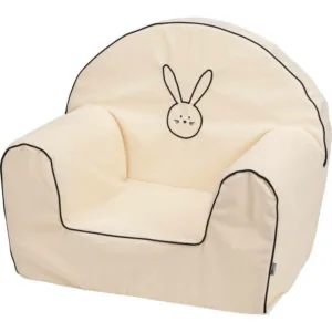 Fotoliu din burete pentru copii Bubaba Bunny White 9 luni-5 ani