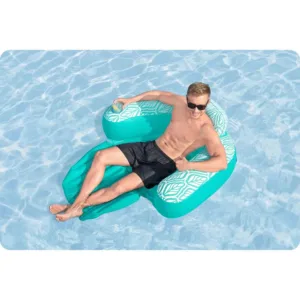Fotoliu gonflabil pentru plajapiscina Bestway Comfort Plush Pro Albastru 145x120 cm cu tetiera