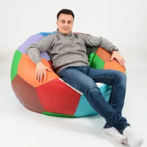 Fotoliu mare minge telstar xxl mozaic umplut cu perle polistiren marca Pufrelax