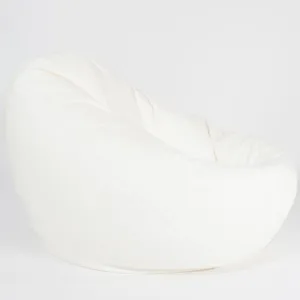 Fotoliu mare nirvana gigant alb piele eco umplut cu perle polistiren beanbag para marca pufrelax