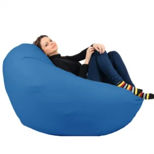 Fotoliu mare nirvana gigant blue piele eco umplut cu perle polistiren beanbag para marca pufrelax