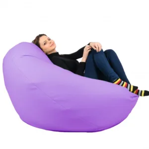 Fotoliu mare nirvana gigant violet piele eco umplut cu perle polistiren beanbag para marca pufrelax