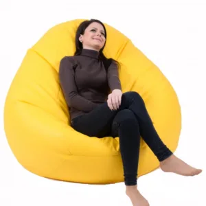 Fotoliu mare nirvana gigant yellow piele eco umplut cu perle polistiren beanbag para marca pufrelax