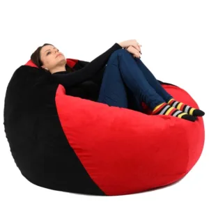 Fotoliu mare nirvana igant black red gama diamond umplut cu perle polistiren beanbag para marca pufrelax