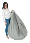 Fotoliu mediu nirvana grande alb piele eco umplut cu perle polistiren beanbag marca Pufrelax