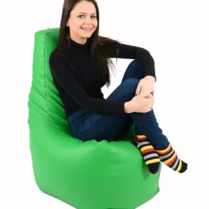 Fotoliu mediu sunlounger verde umplut cu perle polistiren marca Pufrelax
