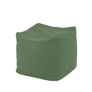 Fotoliu mic taburet cub Waka Waka Green Gama Premium PU umplut cu perle polistiren