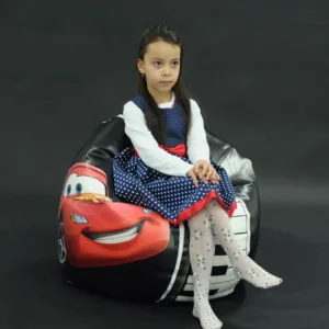 Fotoliu pentru copii 2-14 ani relaxo bloody red umplut cu perle polistiren marca Pufrelax