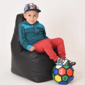 Fotoliu pentru copii 2-8 ani junior black umplut cu perle polistiren marca Pufrelax