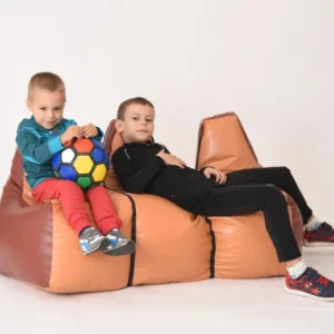 Fotoliu pentru copii 2-8 ani tip canapea s3 caramel chocolate umplut cu perle de polisitren marca Pufrelax