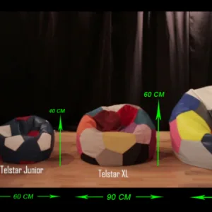 Fotoliu pentru copii 3-10 ani minge telstar junior blue red umplut cu perle polistiren marca Pufrelax