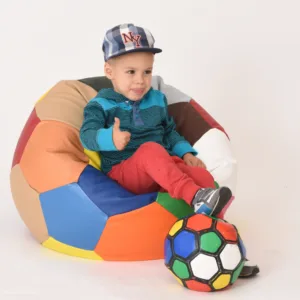 Fotoliu pentru copii 3-10 ani minge telstar junior netherlands umplut cu perle polistiren marca Pufrelax