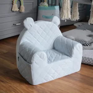 Fotoliu pentru copii BabySteps cu spatar catifea Velvet Ursulet Teddy Mint