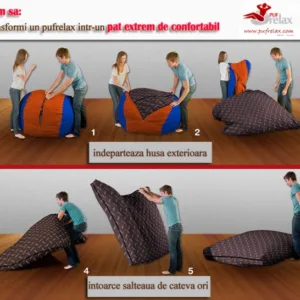 Fotoliu puf king size salmon umplut cu fulgi de burete memory mix