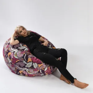 Fotoliu puf matusalem flower power umplut cu fulgi de burete memory mix