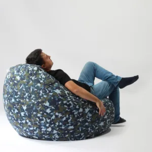 Fotoliu puf tip sac nirvana gigant impermeabil army camouflage air pretabil si la exterior umplut cu perle polistiren