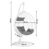 Fotoliu suspendat tip cuib oval cadru Alb si perna Gri