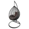Fotoliu suspendat tip cuib oval cadru Gri antracit si perna Maro