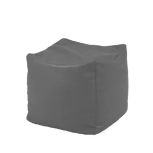Fotoliu taburet cub Dark Grey gama Premium PU umplut cu perle polistiren