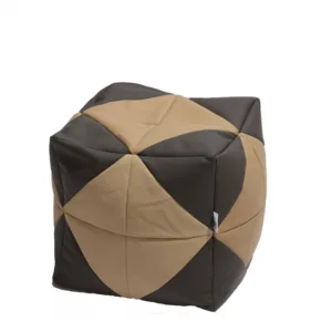 Fotoliu taburet cub beige diamond piele eco umplut cu perle polistiren