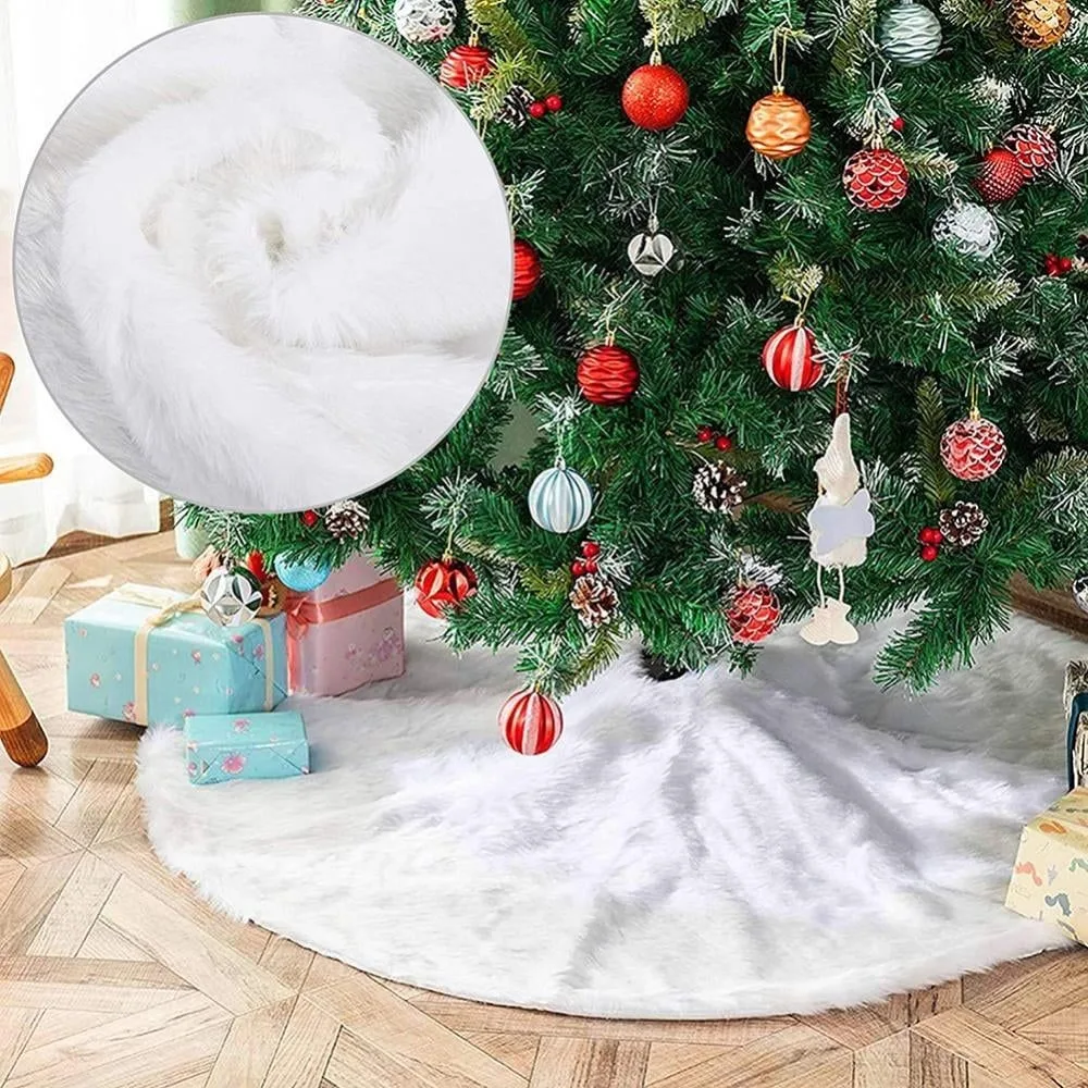 Fusta covor blanita alba pentru brad de craciun