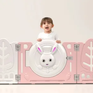 Gardulet loc de joaca Nichiduta Garden Bunny Pink cu Poarta siguranta