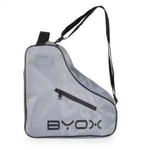 Geanta cu fermoar pentru depozitare role sau patine Byox Skate Gri cu maner reglabil si buzunar accesorii