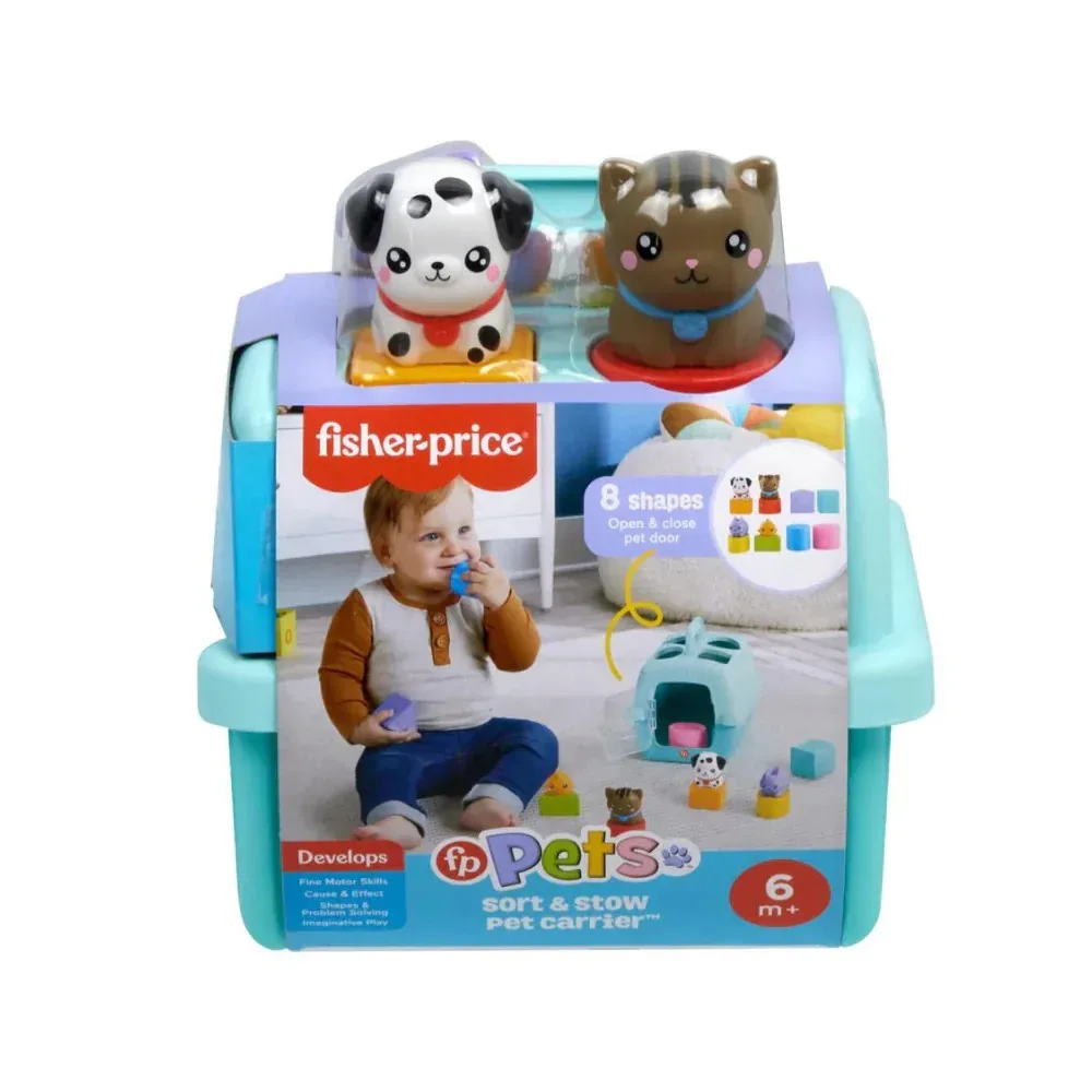 Geanta de sortare cuburi animale de companie Fisher-Price 8 piese