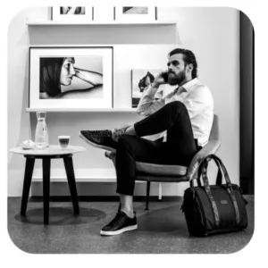 Geanta multifunctionala pentru parinti Skiddou Inger Onyz Leather Negru
