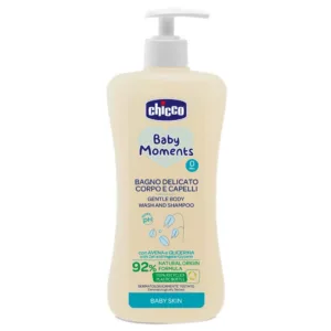 Gel de dus si sampon fara lacrimi Chicco Baby Moments Baby Skin 500 ml 0 luni+