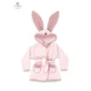 Halat de baie MimiNu cu urechi din bumbac si thermo fleece 6-24 luni Royal Powder Pink