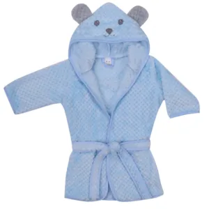 Halat de baie Ursulet pufos cu gluga si urechi 104-116 cm Blue