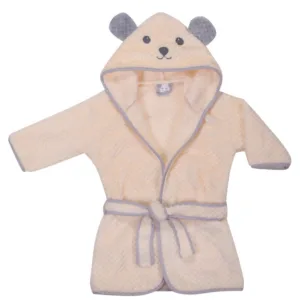 Halat de baie Ursulet pufos cu gluga si urechi 80-92cm Ecru